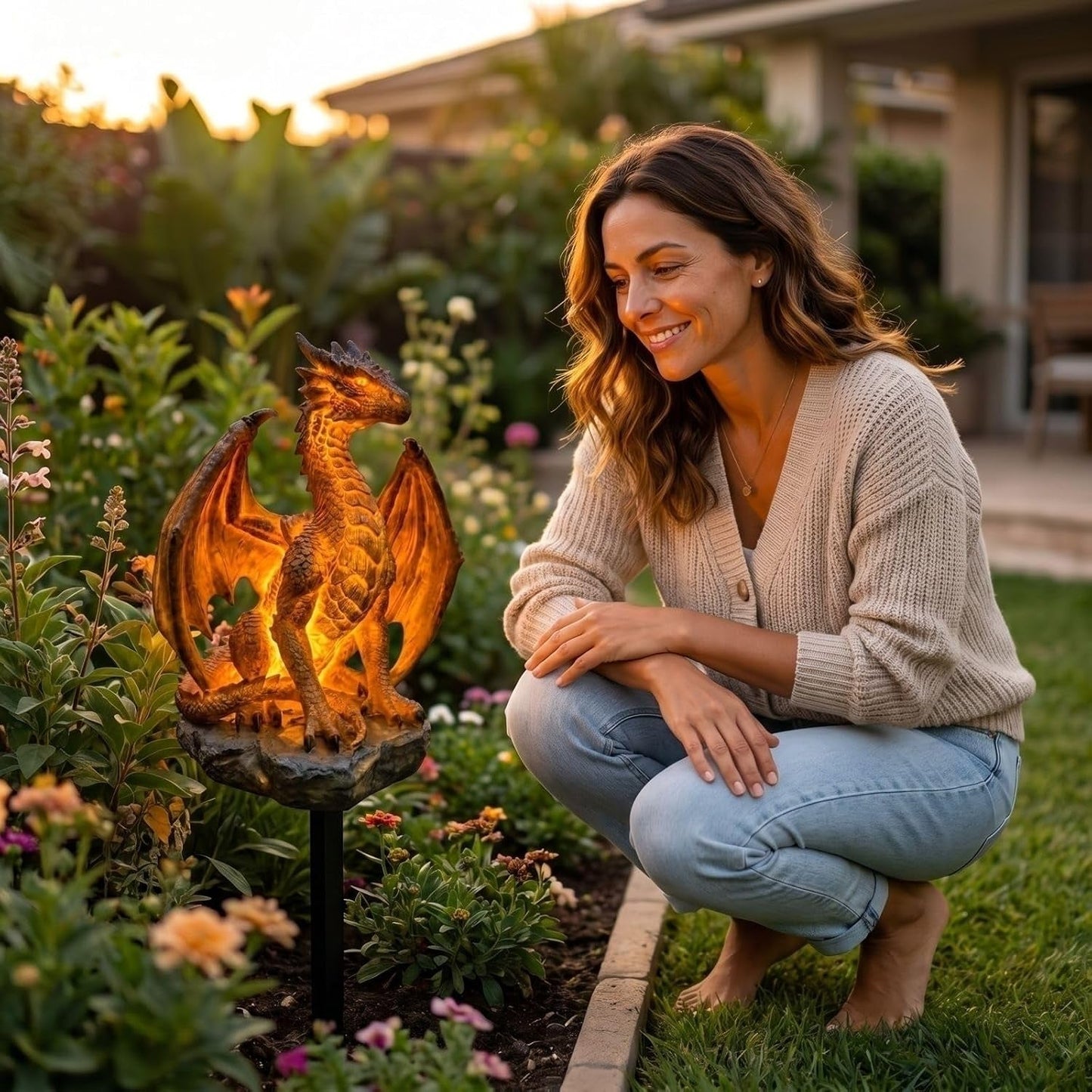 Solar Dragon Garden Statue Light