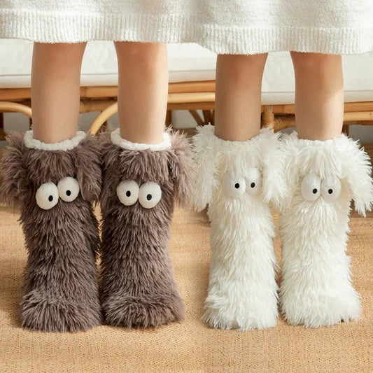 50K+ SOLD💕Women's Plush Slippers Socks Floor Socks Winter Home Indoor Thickened Fleece-Lined Anti-Slip Adult Women's Plush Snow Socks Shoe Covers