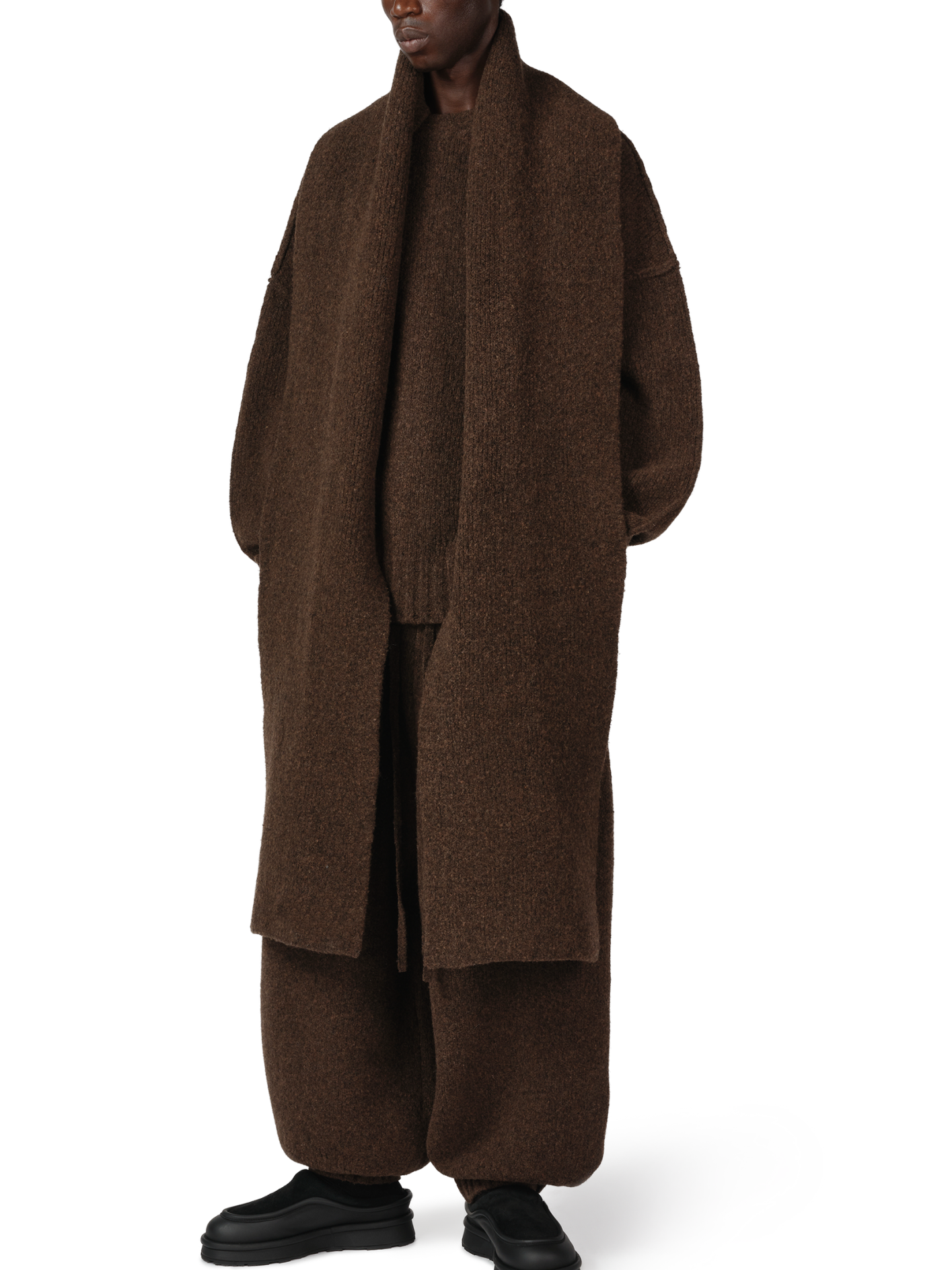 WOOL KNIT DUVET SCARF | BROWN