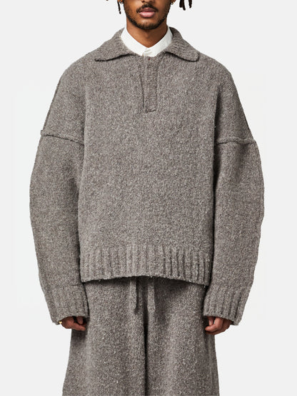 WOOL-KNIT POLO | GRAY