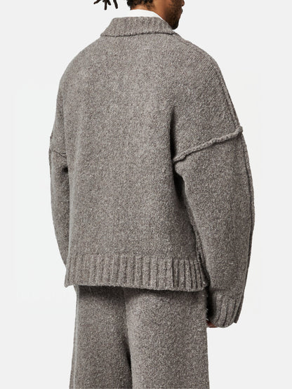 WOOL-KNIT POLO | GRAY
