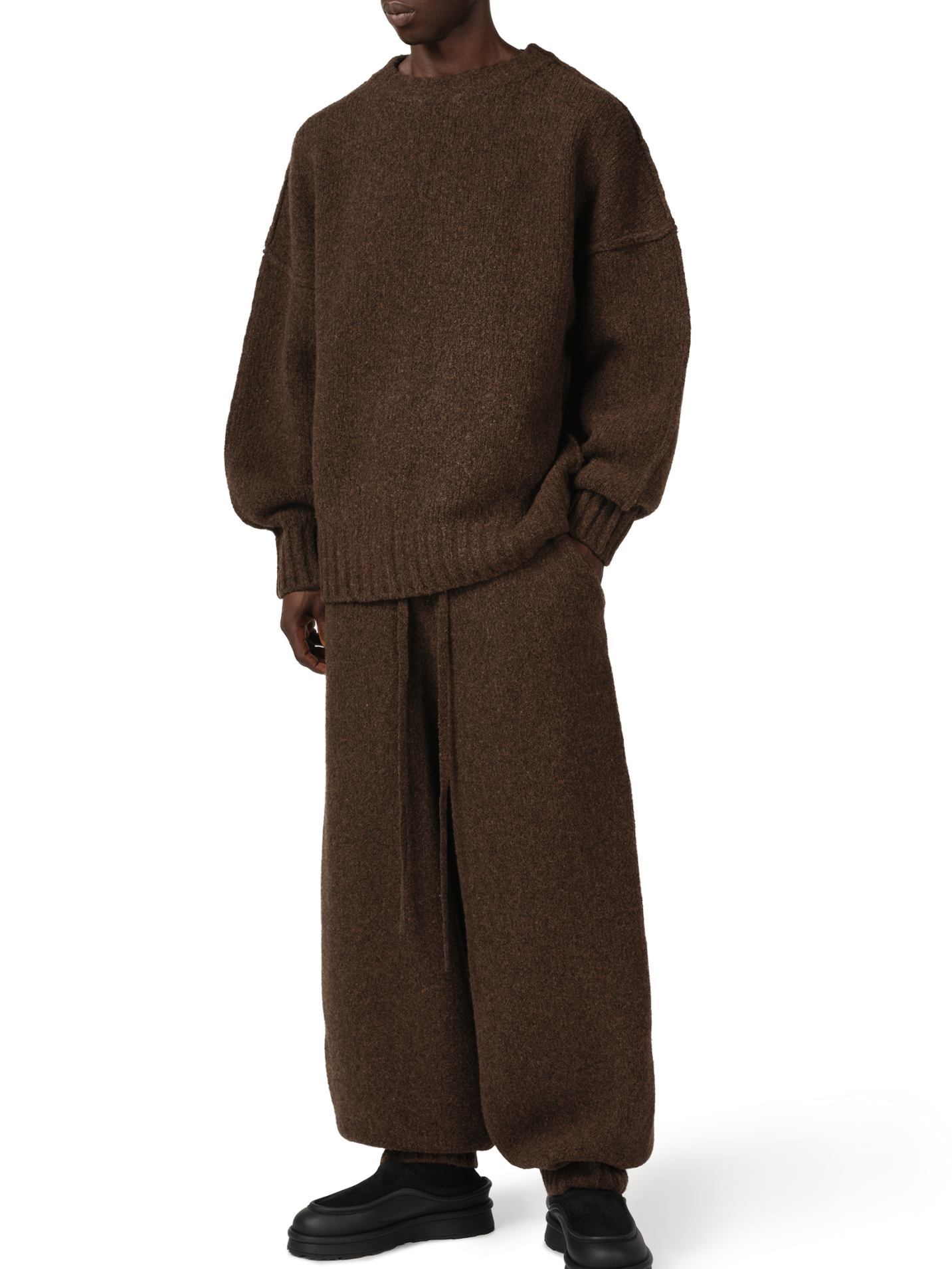 WOOL KNIT CREWNECK | BROWN