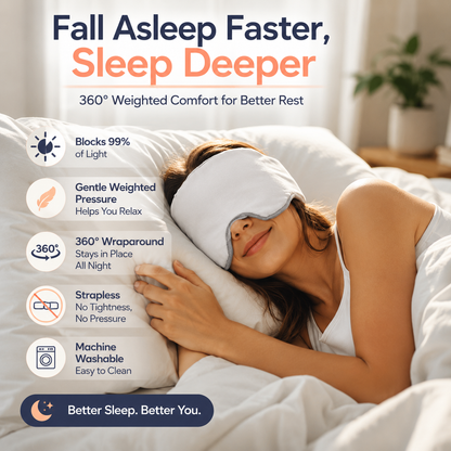 🌙 360° Weighted Blackout Sleep Mask