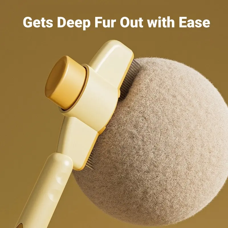 2 Pack Pet Comb for Dogs Cats with Long Short Stainless Steel Metal Teeth for Shedding and Tangles, Self-Cleaning Pet Comb,Pet Hair Removal Comb Flea Comb, Cat Brush with Release Button