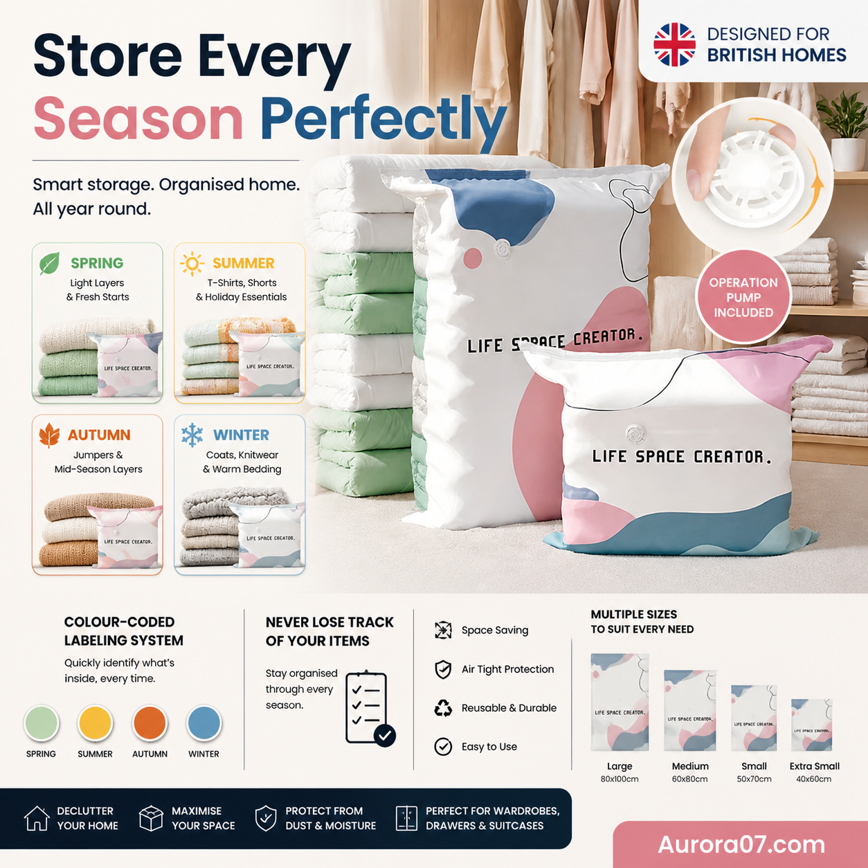 🧳Buy 1 Get 1 Free No‑Pump Vacuum Storage Bags – Press & seal, no pump needed. Saves 80% space, keeps clothes dry & dust‑free. Perfect for bulky bedding & off‑season gear. 🛏️🗄️
