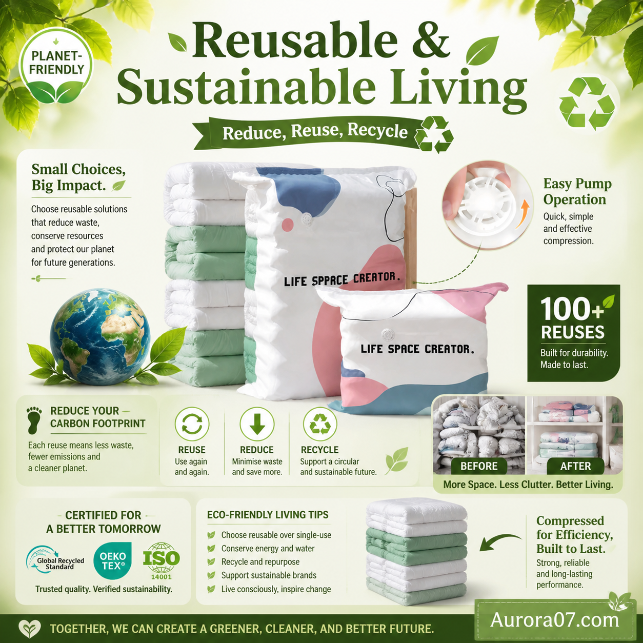 🧳Buy 1 Get 1 Free No‑Pump Vacuum Storage Bags – Press & seal, no pump needed. Saves 80% space, keeps clothes dry & dust‑free. Perfect for bulky bedding & off‑season gear. 🛏️🗄️