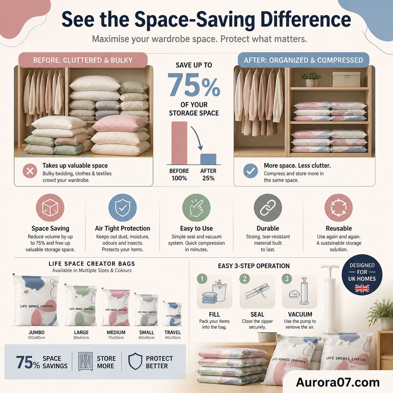 🧳Buy 1 Get 1 Free No‑Pump Vacuum Storage Bags – Press & seal, no pump needed. Saves 80% space, keeps clothes dry & dust‑free. Perfect for bulky bedding & off‑season gear. 🛏️🗄️