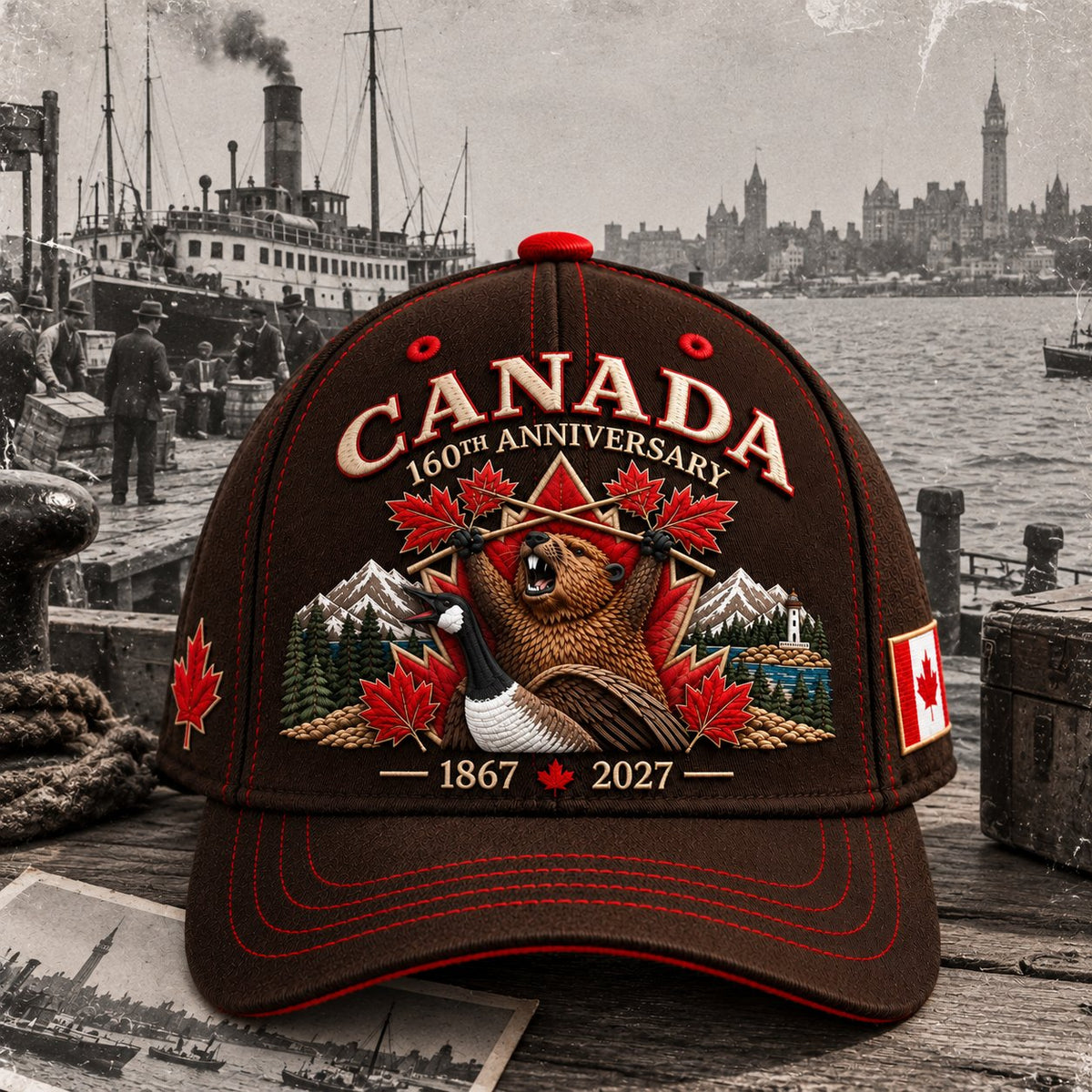 🔥🍁 Canada 160th Anniversary 1867–2027 - Premium Printed Heritage Cap Polyester • Detailed Printed • Comfortable Fit