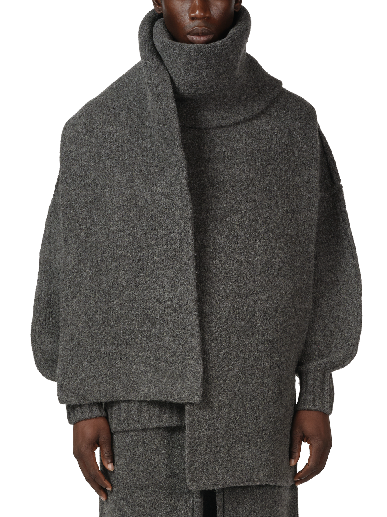 WOOL KNIT DUVET SCARF | BROWN