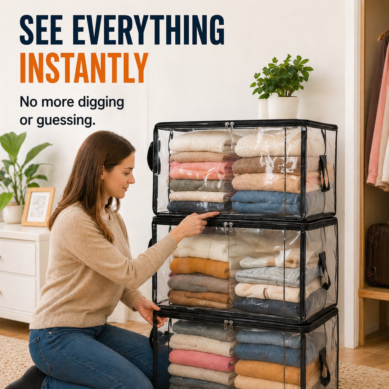 🔥Last Day 50% OFF📦Large Heavy-Duty Thick Plastic Clear Storage Bag for Clothes, Moving & Storage