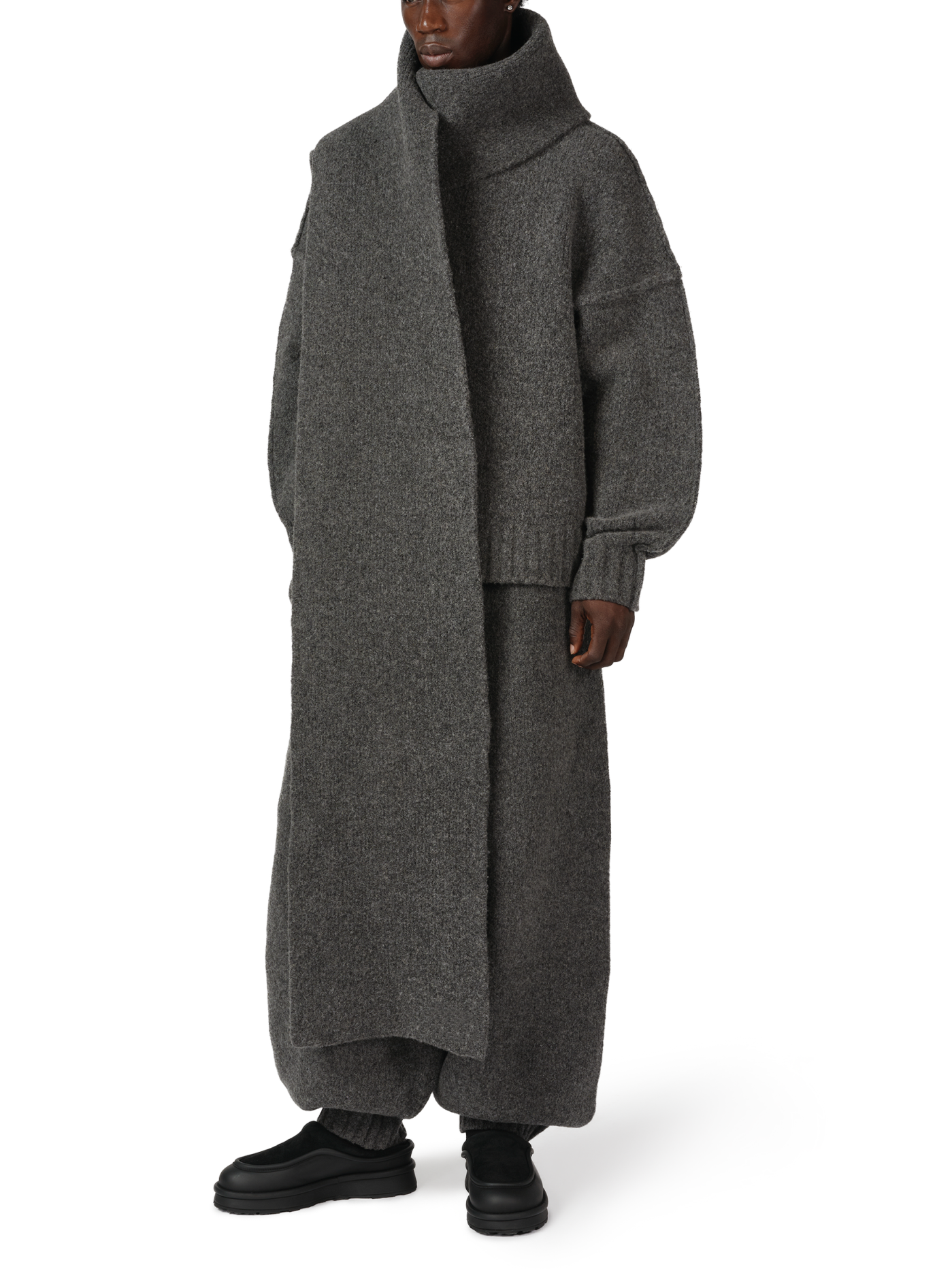 WOOL KNIT DUVET SCARF | GRAY