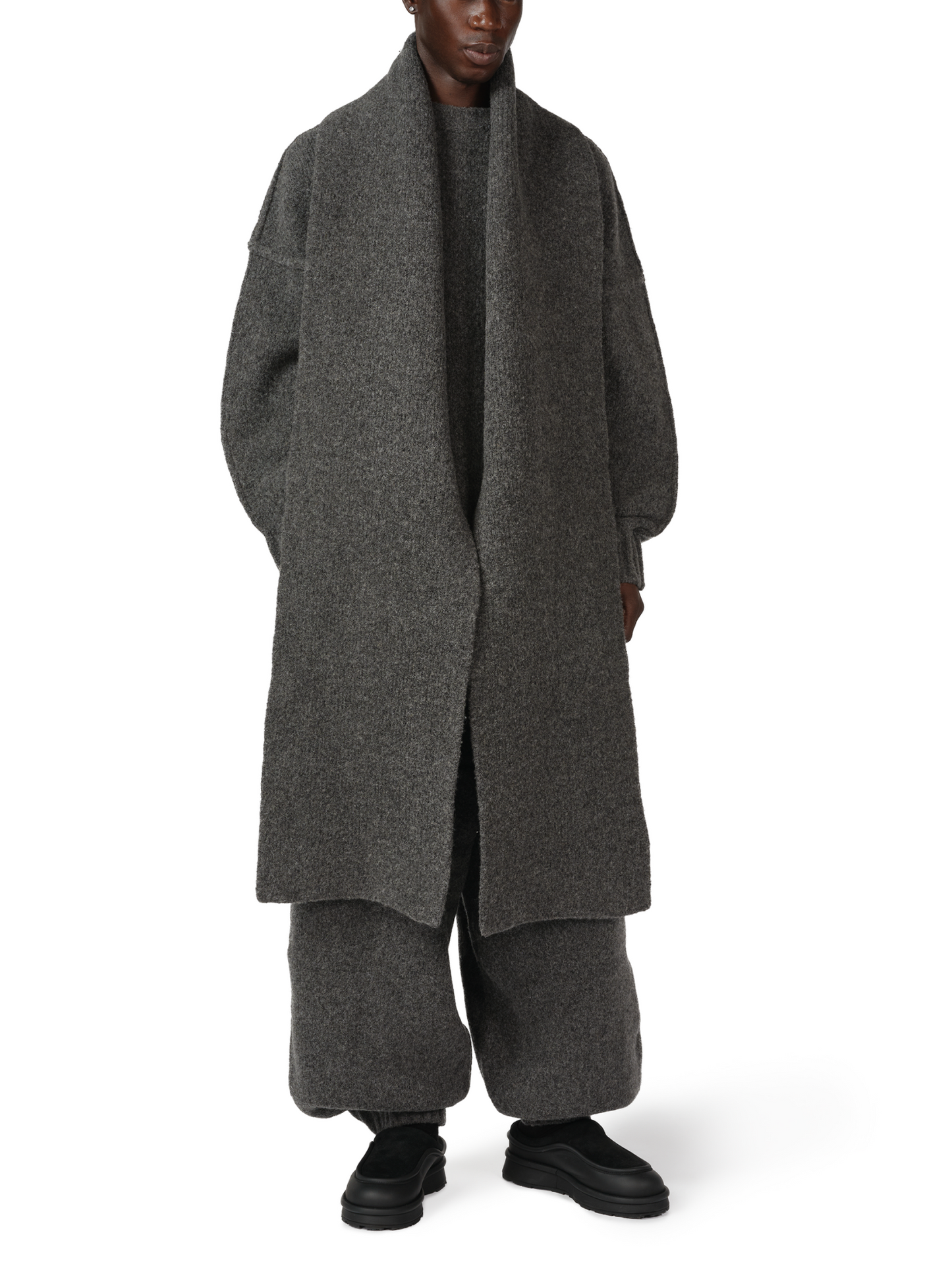 WOOL KNIT DUVET SCARF | BROWN