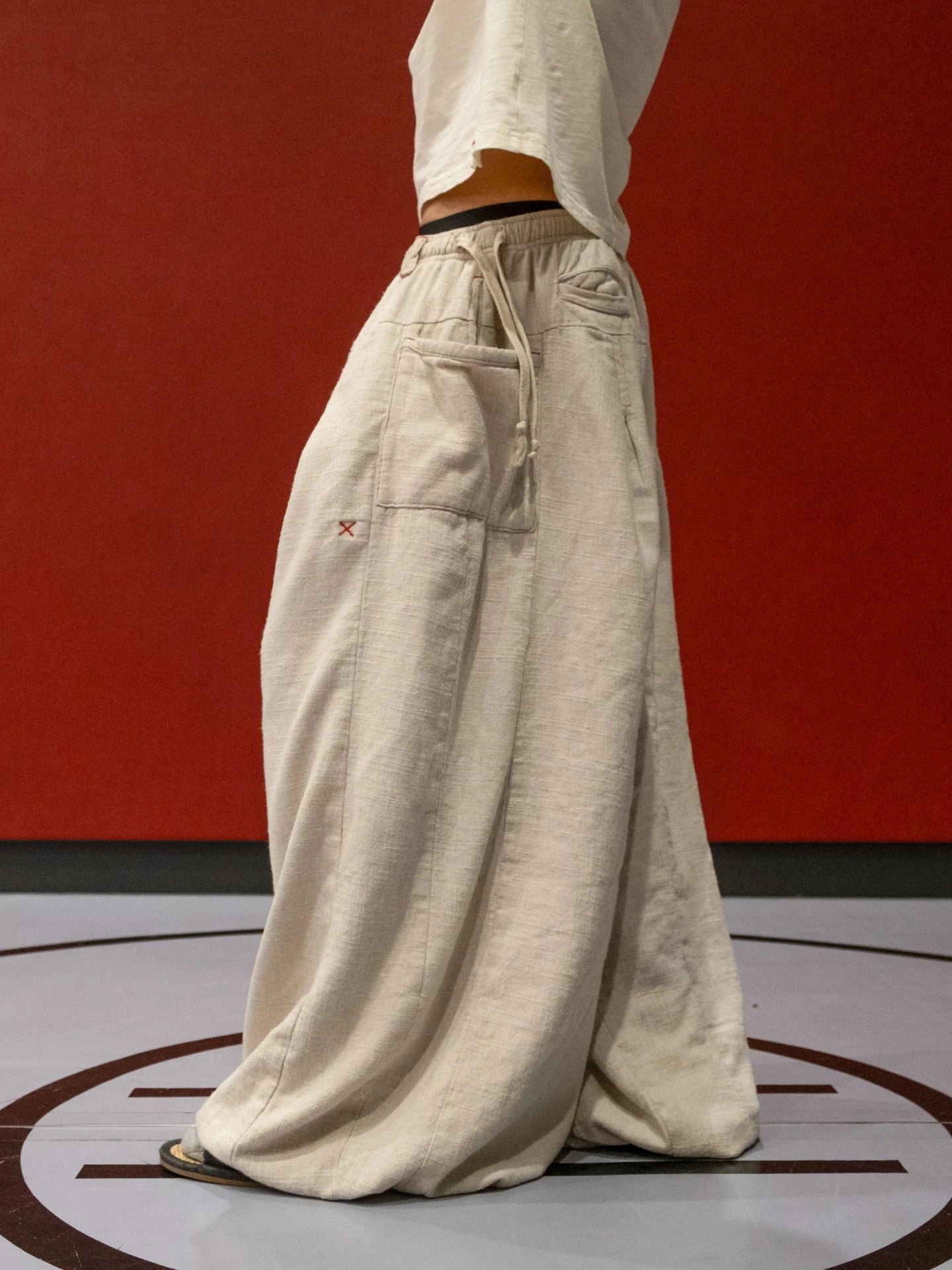 16-PANEL LINEN WIDE PANTS | NATURAL