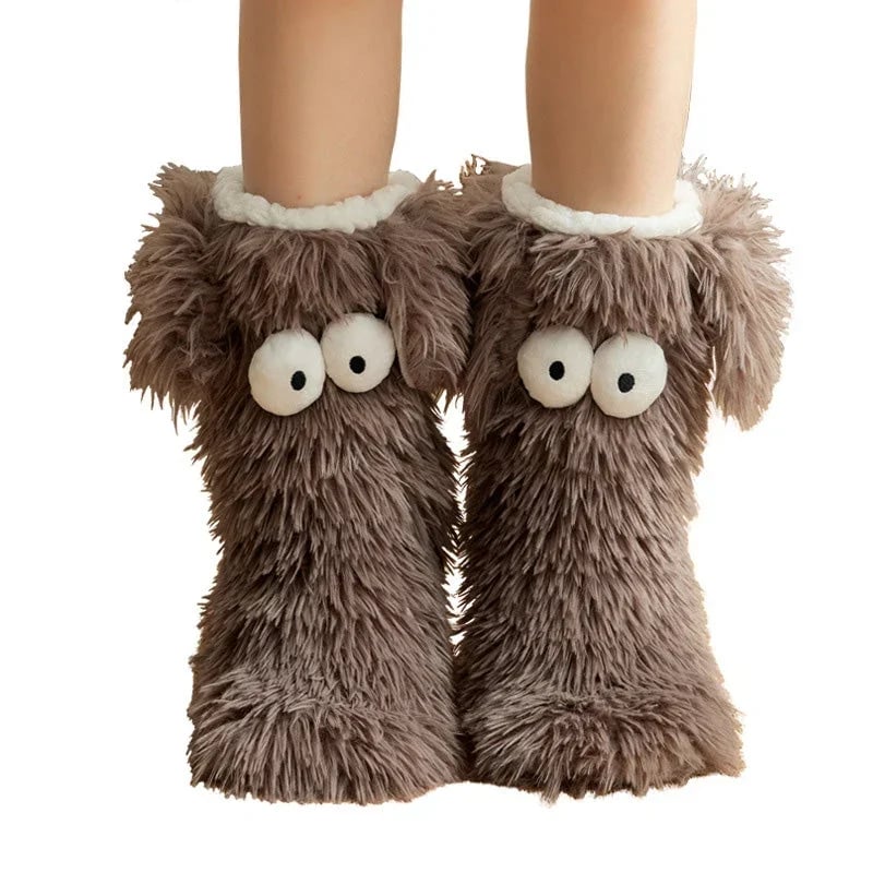 50K+ SOLD💕Women's Plush Slippers Socks Floor Socks Winter Home Indoor Thickened Fleece-Lined Anti-Slip Adult Women's Plush Snow Socks Shoe Covers