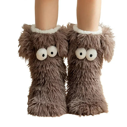 50K+ SOLD💕Women's Plush Slippers Socks Floor Socks Winter Home Indoor Thickened Fleece-Lined Anti-Slip Adult Women's Plush Snow Socks Shoe Covers