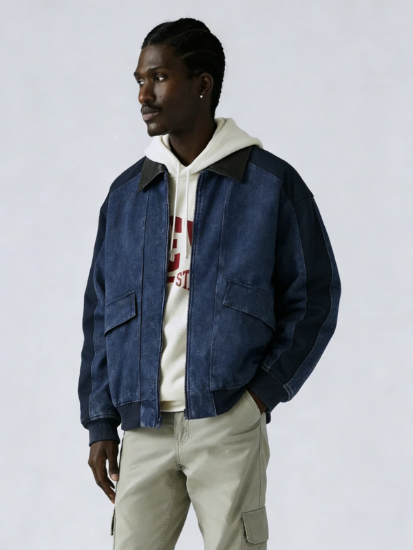 Thread Haven® MEN’S FILBERT FLIGHT JACKET - MED INDIGO - WORN IN