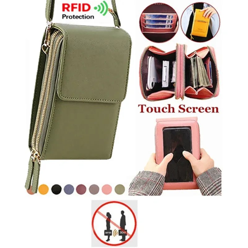 ⏳Only $19.99 Last Day Promotion - ✨RFID Anti-Theft Phone Crossbody – Touchscreen & Multi-Compartment Design📱
