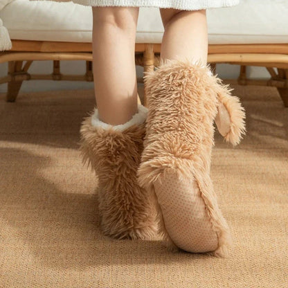 50K+ SOLD💕Women's Plush Slippers Socks Floor Socks Winter Home Indoor Thickened Fleece-Lined Anti-Slip Adult Women's Plush Snow Socks Shoe Covers