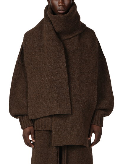 WOOL KNIT DUVET SCARF | BROWN