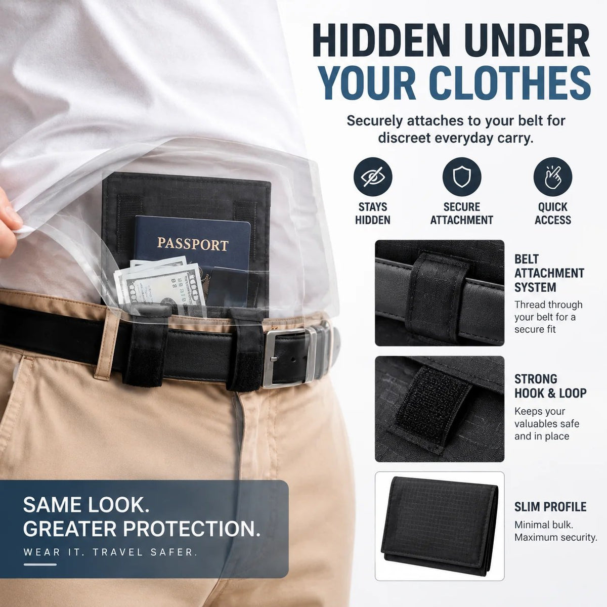 Slim Anti-Theft Passport Belt Pouch
