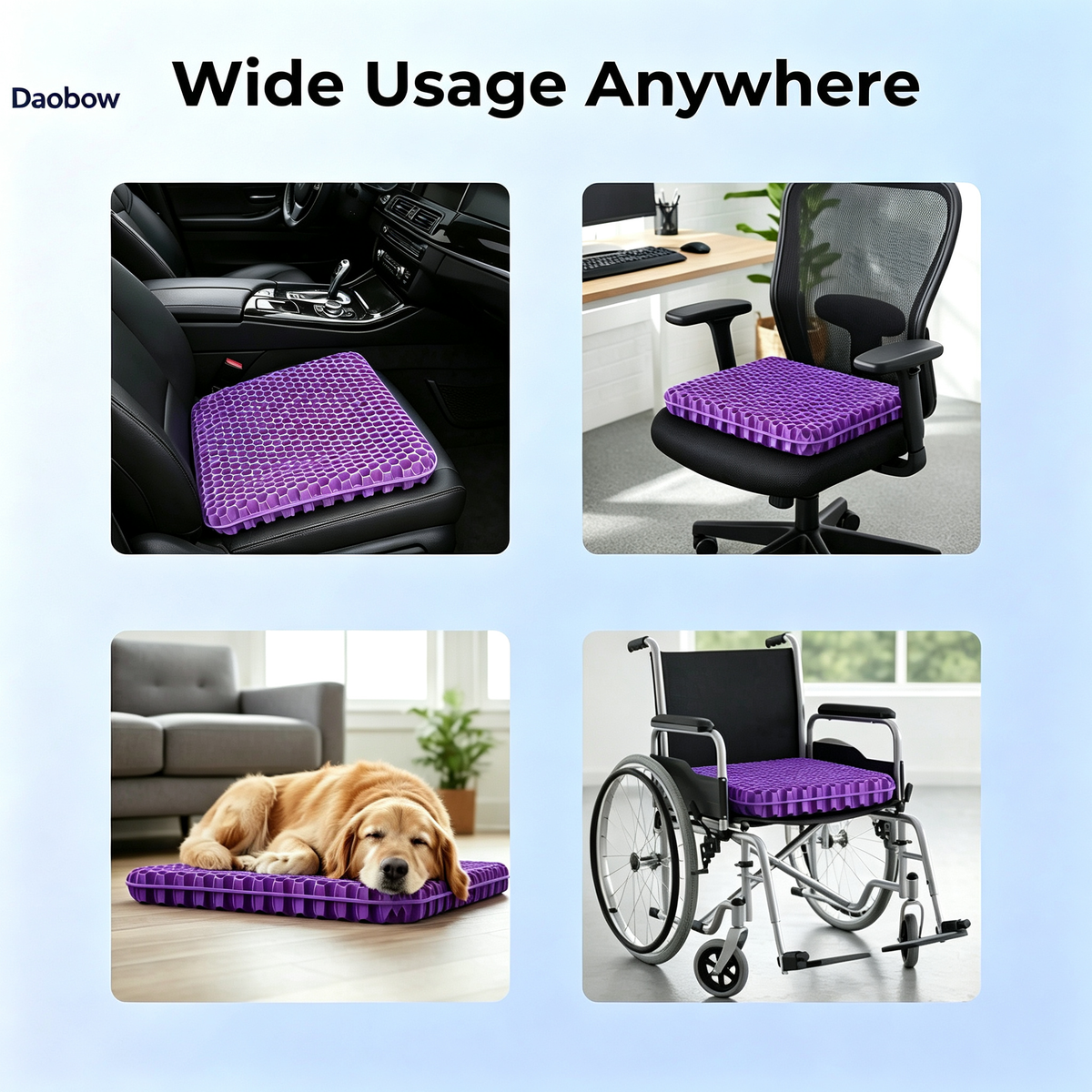 Daobow Double Thick Honeycomb Gel Seat Cushion 🪑Cool Pressure Relief Cushion for Office Car Wheelchair