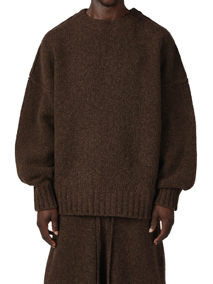 WOOL KNIT CREWNECK | BROWN
