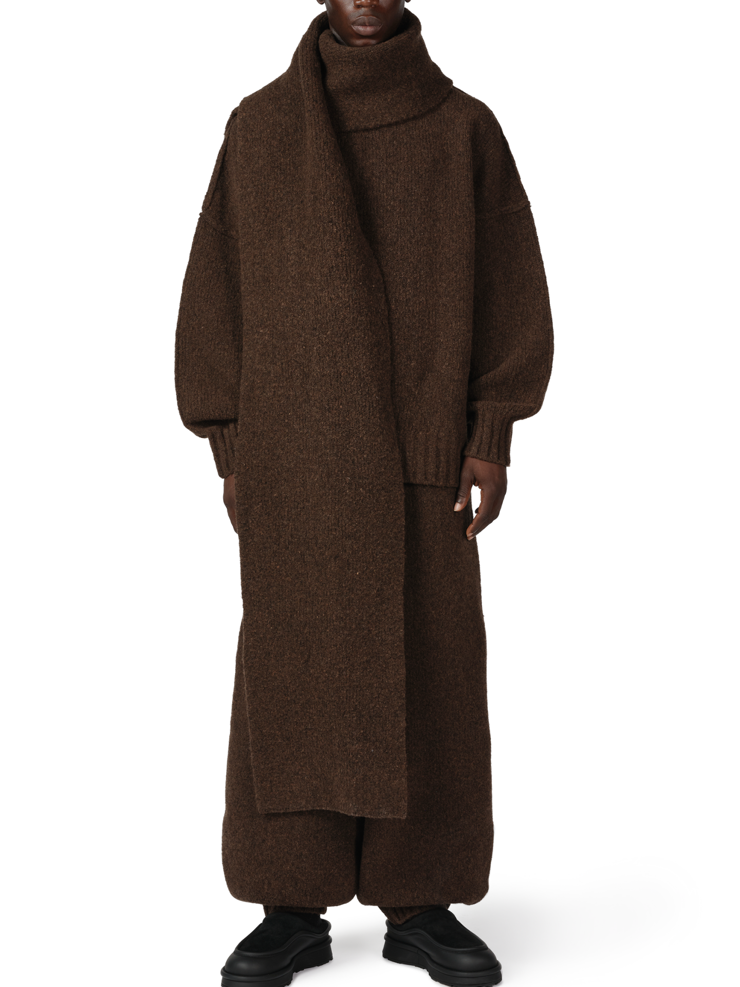 WOOL KNIT DUVET SCARF | STONE