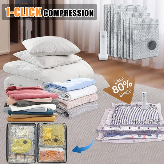 Cordless Travel Vacuum Storage Compression Bag Set