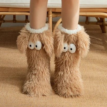 50K+ SOLD💕Women's Plush Slippers Socks Floor Socks Winter Home Indoor Thickened Fleece-Lined Anti-Slip Adult Women's Plush Snow Socks Shoe Covers