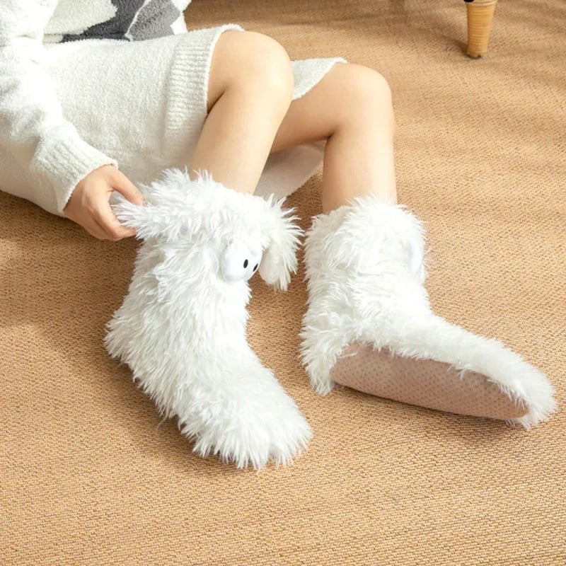 50K+ SOLD💕Women's Plush Slippers Socks Floor Socks Winter Home Indoor Thickened Fleece-Lined Anti-Slip Adult Women's Plush Snow Socks Shoe Covers