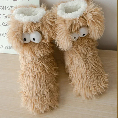 50K+ SOLD💕Women's Plush Slippers Socks Floor Socks Winter Home Indoor Thickened Fleece-Lined Anti-Slip Adult Women's Plush Snow Socks Shoe Covers