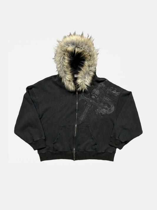 PROFOUND CROSS FUR ZIP-UP HOODIE