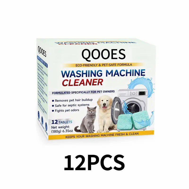 QOOES Eco-Friendly Washing Machine Cleaner 12 Tablets | Pet Hair & Odor Remover