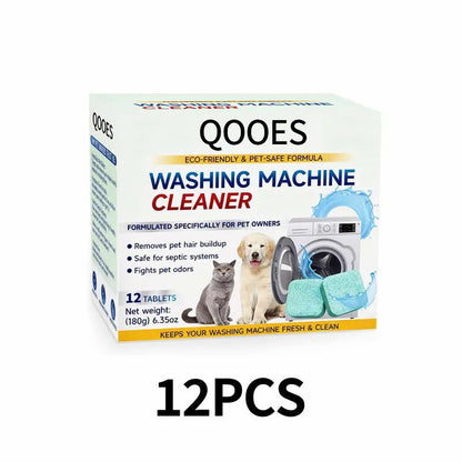 QOOES Eco-Friendly Washing Machine Cleaner 12 Tablets | Pet Hair & Odor Remover