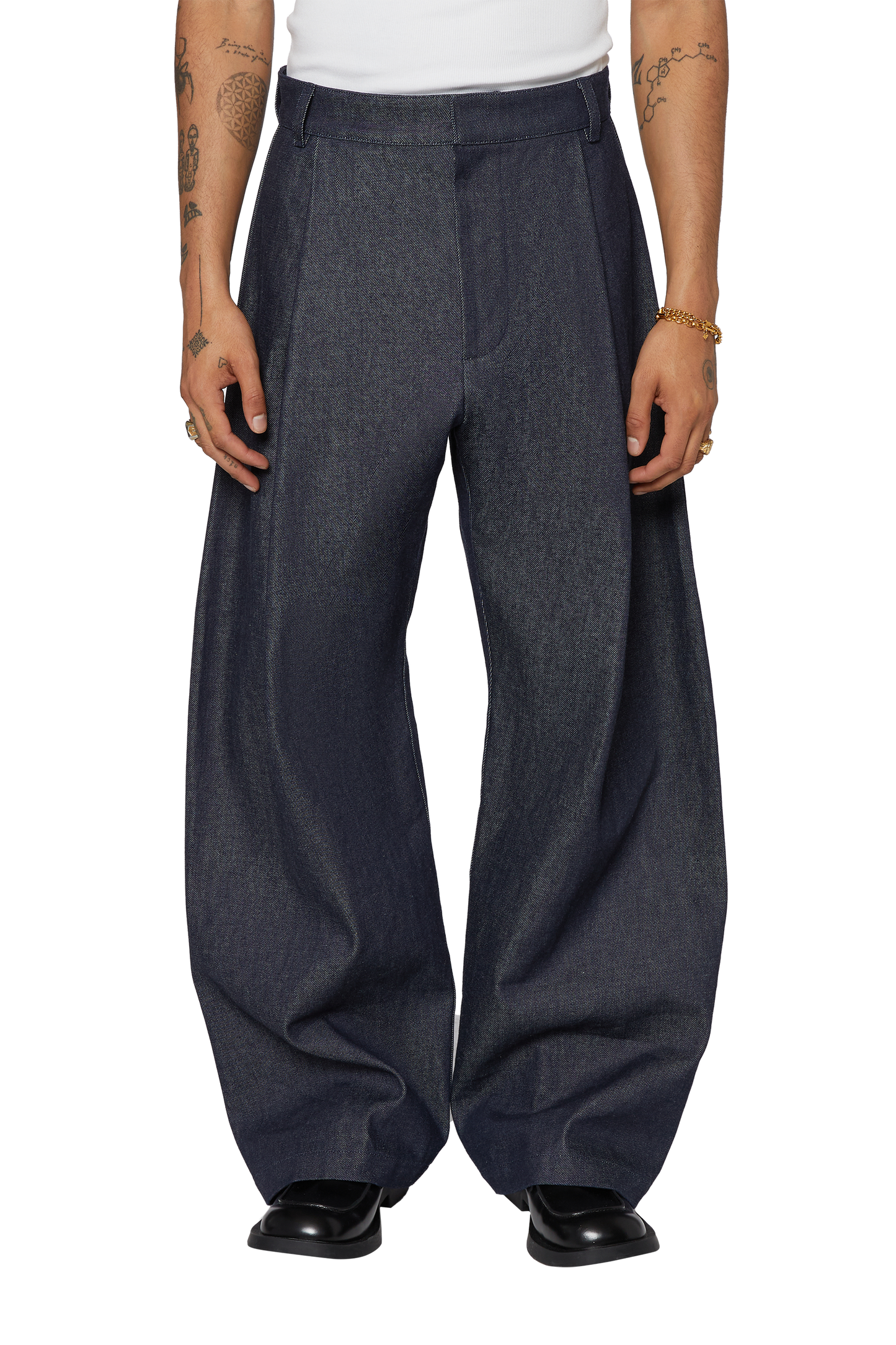 13.5OZ TWILL DENIM PLEAT PANTS