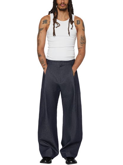13.5OZ TWILL DENIM PLEAT PANTS