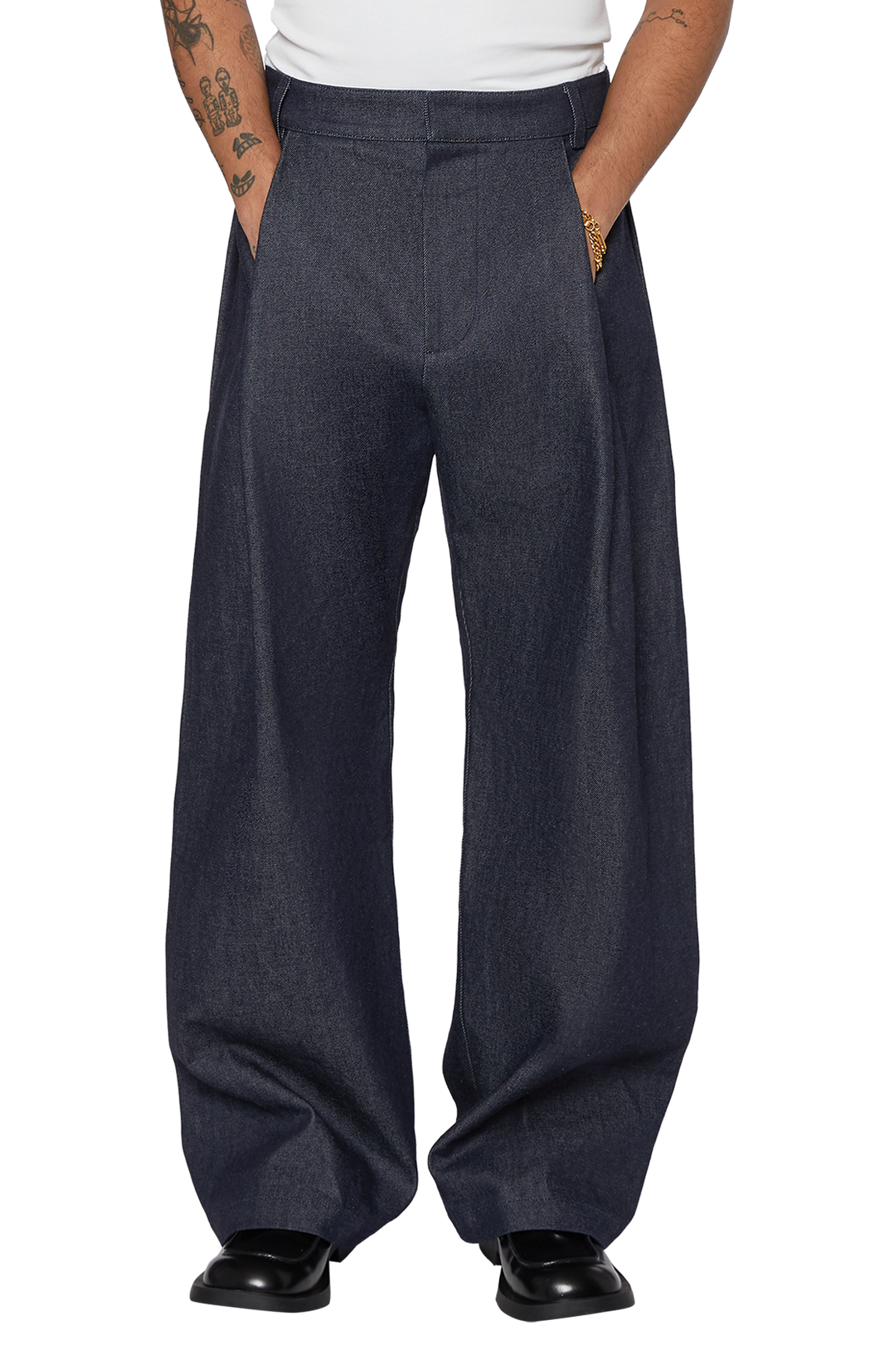 13.5OZ TWILL DENIM PLEAT PANTS