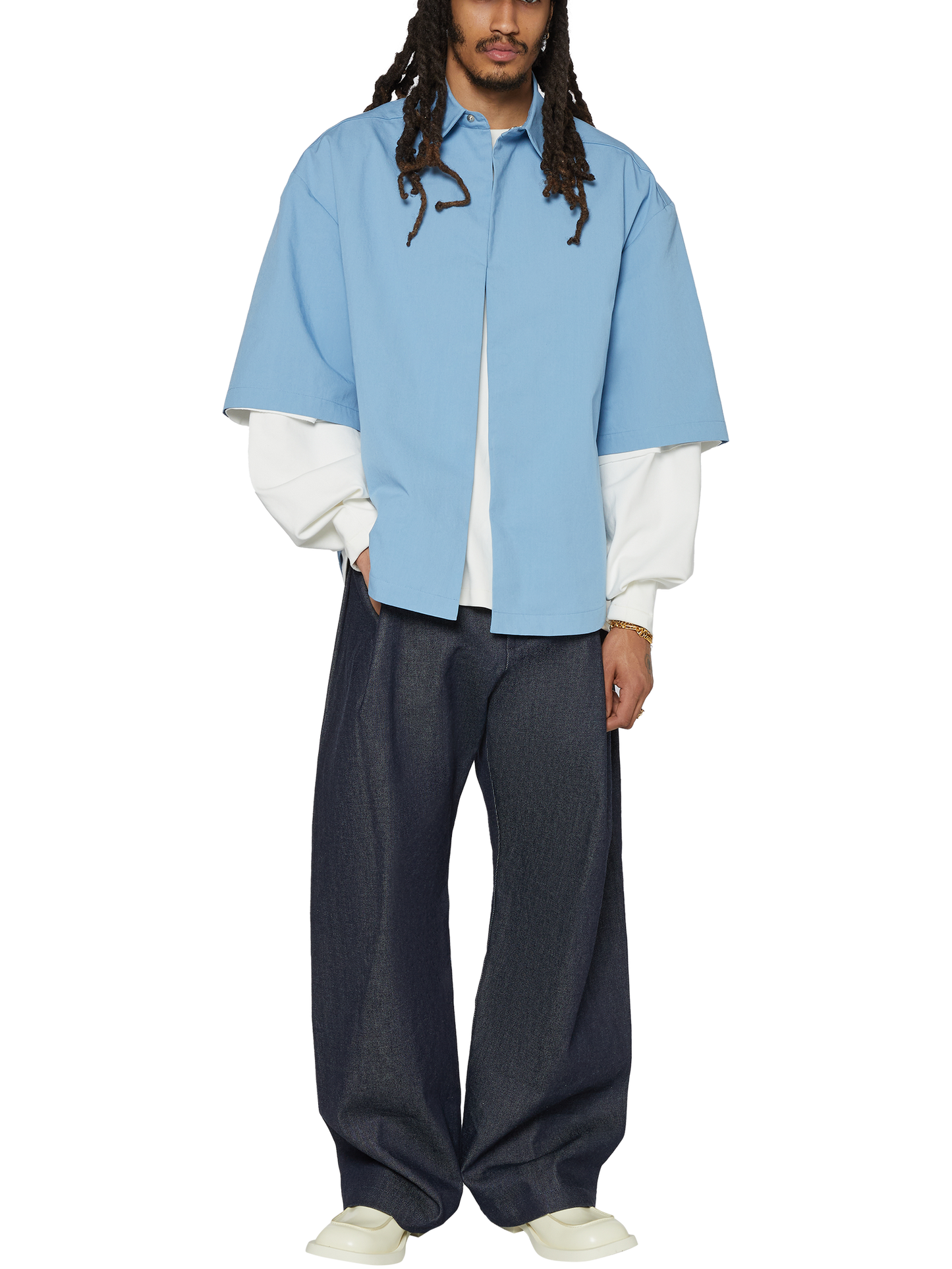 13.5OZ TWILL DENIM PLEAT PANTS