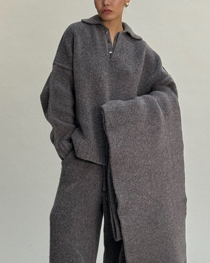 WOOL KNIT DUVET SCARF | BROWN