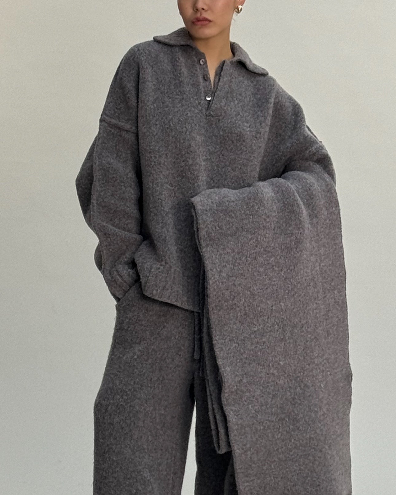 WOOL KNIT DUVET SCARF | STONE