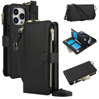 RFID Crossbody Leather Wallet Case for IPhone