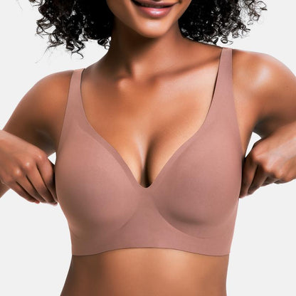 Thread Haven®Jelly Wireless Womens Comfortable Wireless Bras Push Up Bralettes Seamless Tshirts Bras Deep V Everyday Bras