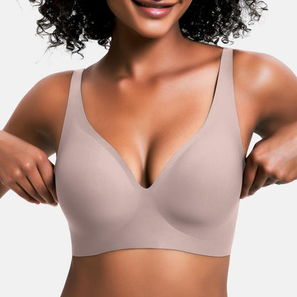 Thread Haven®Jelly Wireless Womens Comfortable Wireless Bras Push Up Bralettes Seamless Tshirts Bras Deep V Everyday Bras