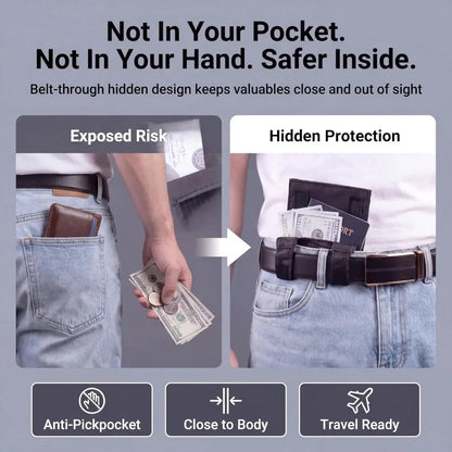Slim Anti-Theft Passport Belt Pouch