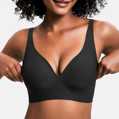 Thread Haven®Jelly Wireless Womens Comfortable Wireless Bras Push Up Bralettes Seamless Tshirts Bras Deep V Everyday Bras
