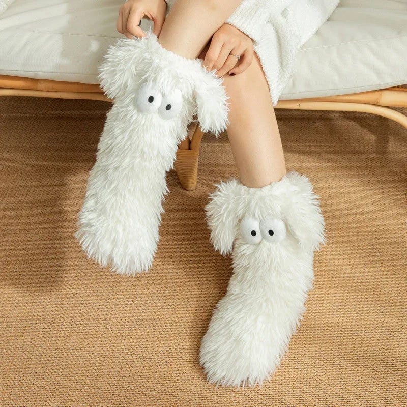 50K+ SOLD💕Women's Plush Slippers Socks Floor Socks Winter Home Indoor Thickened Fleece-Lined Anti-Slip Adult Women's Plush Snow Socks Shoe Covers