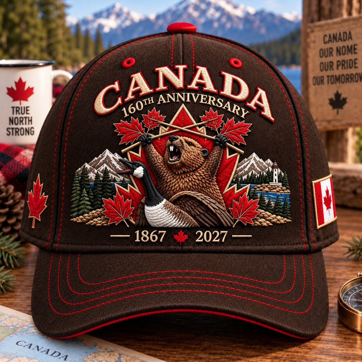 🔥🍁 Canada 160th Anniversary 1867–2027 - Premium Printed Heritage Cap Polyester • Detailed Printed • Comfortable Fit