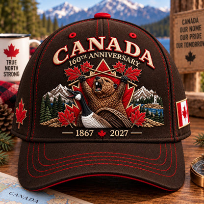 🔥🍁 Canada 160th Anniversary 1867–2027 - Premium Printed Heritage Cap Polyester • Detailed Printed • Comfortable Fit