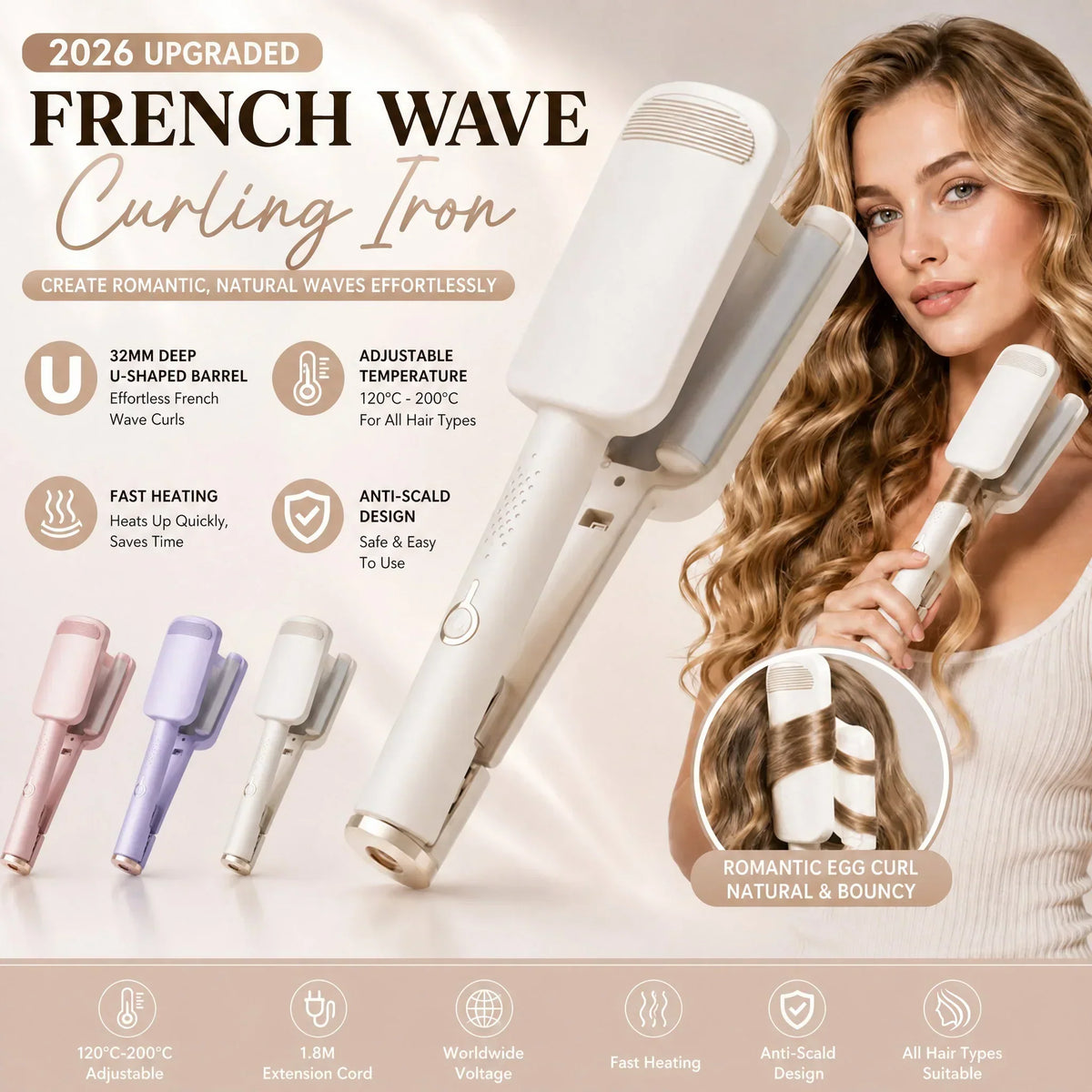 💇 LIMITED‑TIME 50% OFF! 🔥 Wavy Curling Iron – Salon shine & heat protection 🌸