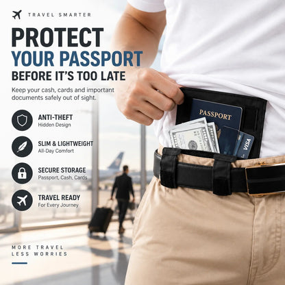 Slim Anti-Theft Passport Belt Pouch